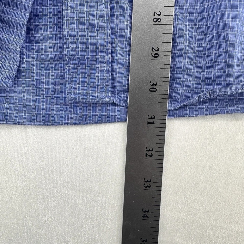 Nautica Mens Blue Micro Check Button Down Shirt Large Business Casual Preppy - Picture 5 of 8